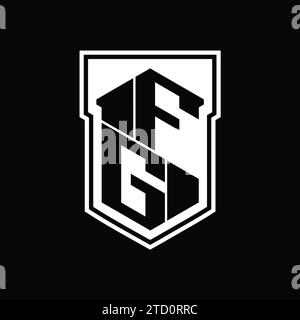 FG Letter Logo Monogramm Sechseck geometrisch nach oben und unten innerhalb der Abschirmung isolierte Designvorlage Stockfoto