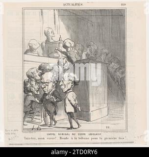 Der erste Aufruf der neuen Legislaturperiode ist immer noch mein schlagendes Herz... Gehen Sie zum ersten Mal zur Tribüne!, aus „News of the Day“, veröffentlicht in Le Charivari, 21. Juni 1870 1954 von Walter Freres Stockfoto