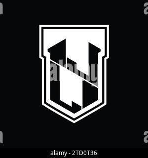 JL Letter Logo-Monogramm-Sechskant-Geometrie nach oben und unten innerhalb der Abschirmung isolierte Designvorlage Stockfoto