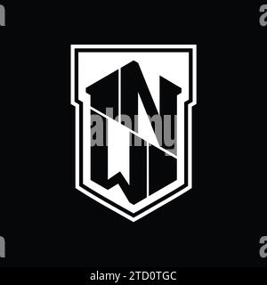 NW Letter Logo-Monogramm-Sechskant-Geometrie nach oben und unten innerhalb der Abschirmung isolierte Designvorlage Stockfoto