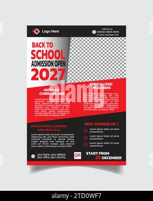 Kinderinformationsflyer oder Poster zum Eintritt in die Schule, Layout A4 Stock Vektor