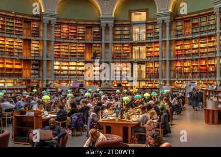 Der prächtige ovale Leseraum in der Bibliothèque nationale de France, Richelieu Site, Paris, Frankreich Stockfoto