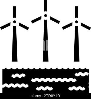 Offshore-Windkraftanlagen-Glyphe-Symbol-Vektorillustration Stock Vektor