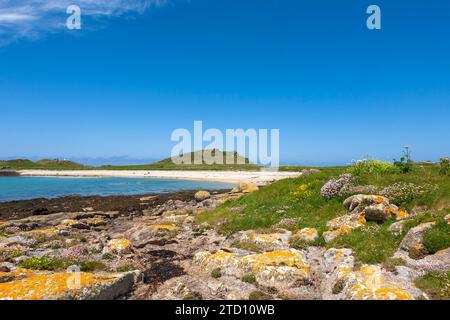 Ebbe Strand in East Porth, auf der unbewohnten Insel Teän, Isles of Scilly, Großbritannien Stockfoto