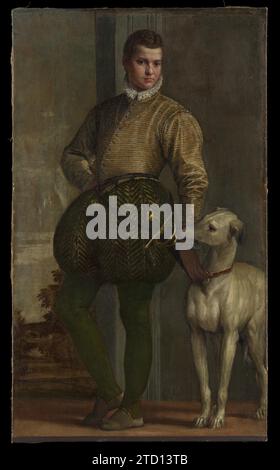 Junge mit einem Windhund 1929 von Paolo Veronese (Paolo Caliari) Stockfoto