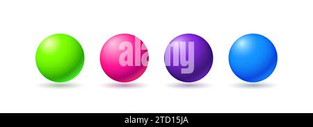 Satz von bunten Kugeln im Stil von y2k-Kunststoff-Neonfarben Stock Vektor