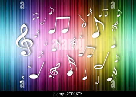 Musiknotizen auf abstraktem Hintergrund Stockfoto
