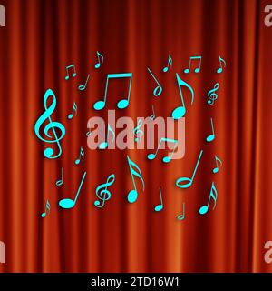 Musiknotizen auf abstraktem Hintergrund Stockfoto