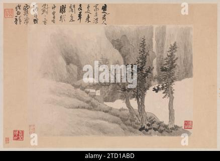 Landschaften mit Gedichten 1980 von Gong Xian Stockfoto