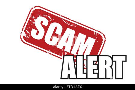 Betrugswarnschild mit rotem Gummistempel mit Grunge-Textur. Warnstempel für Betrugswarnung Stock Vektor