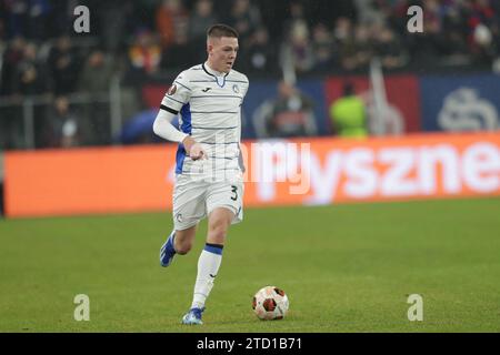 Emil Holm aus Atalanta wurde während des Fußballspiels der UEFA Europa League 2023/2024 zwischen Rakow Czestochowa und Atalanta im ArcelorMittal Park gesehen. Endpunktzahl: Rakow Czestochowa 0:4 Atalanta. Stockfoto