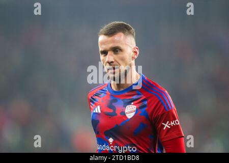 Marcin Cebula aus Rakow Tschenstochau wurde während des Fußballspiels der UEFA Europa League 2023/2024 zwischen Rakow Tschenstochau und Atalanta im ArcelorMittal Park gesehen. Endpunktzahl: Rakow Czestochowa 0:4 Atalanta. Stockfoto