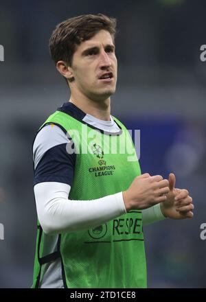 Mailand, Italien, 12. Dezember 2023. Aihen Munoz von Real Sociedad während des Aufwärmens vor dem Spiel der UEFA Champions League in Giuseppe Meazza, Mailand. Der Bildnachweis sollte lauten: Jonathan Moscrop / Sportimage Stockfoto