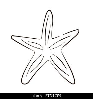 Seesterne-Ikone im Line Art Stil. Sea Star für gedruckte Poster, Karte, Sticker Tattoo. Vektorillustration auf weißem Hintergrund isoliert. Stock Vektor