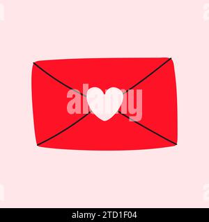 Love Letter Icon. Post mit rosa Herz isoliert Stock Vektor