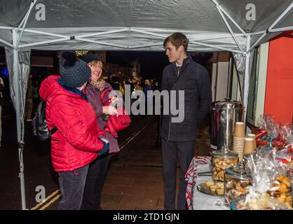 Budleigh bis spät in die Nacht Christmas Shopping. Stockfoto