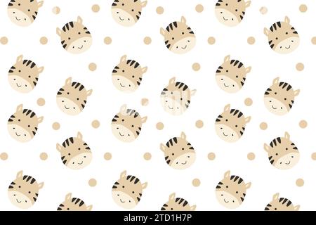 Niedliches kindliches Muster mit Babytierzebra. Vektorillustration in Pastellfarben. Geeignet für Babyhintergründe, Textilien, Kinderzimmer, Geschenkpapiere. Stock Vektor