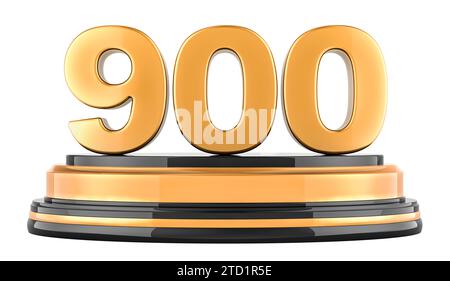 Golden 900, Podium Award. 3D-Rendering isoliert auf weißem Hintergrund Stockfoto