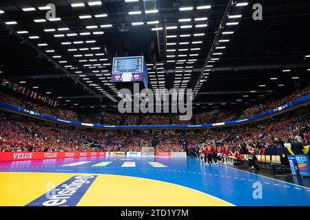 Herning, Dänemark, 15. Dezember 2023: Allgemeiner Blick auf den Veranstaltungsort während des Halbfinalspiels der IHF Womens World Championship 2023 zwischen Dänemark und Norwegen in der Jyske Bank Boxen in Herning, Dänemark (Ane Frosaker / SPP) Stockfoto