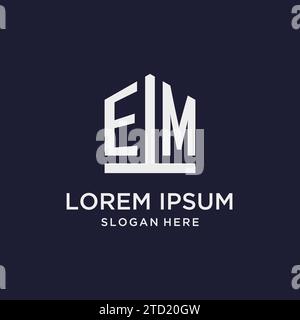EM Initial Monogramm-Logo-Design mit Design-Ideen in pentagon-Form Stock Vektor