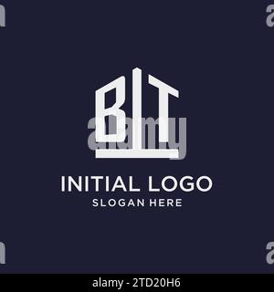 BT Initial Monogramm-Logo-Design mit Design-Ideen in pentagon-Form Stock Vektor