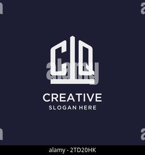 CQ Initial Monogramm-Logo-Design mit Design-Ideen in pentagon-Form Stock Vektor