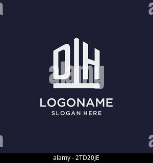 DH Initial Monogramm-Logo-Design mit Design-Ideen in pentagon-Form Stock Vektor
