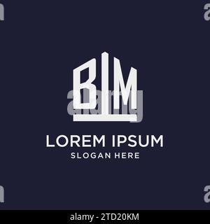 BM Initial Monogramm-Logo-Design mit Design-Ideen in pentagon-Form Stock Vektor