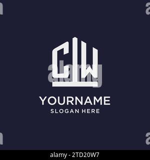 CW Initial Monogramm-Logo-Design mit Design-Ideen in pentagon-Form Stock Vektor