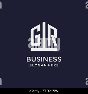 GR Initial Monogramm-Logo-Design mit Design-Ideen in pentagon-Form Stock Vektor