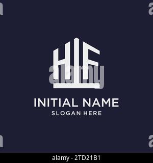 HF Initial Monogramm-Logo-Design mit Design-Ideen in pentagon-Form Stock Vektor