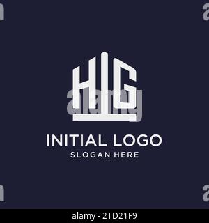 HG Initial Monogramm-Logo-Design mit Design-Ideen in pentagon-Form Stock Vektor