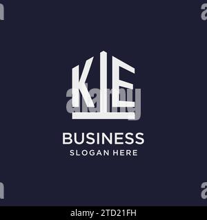 KE Initial Monogramm-Logo-Design mit Design-Ideen in pentagon-Form Stock Vektor