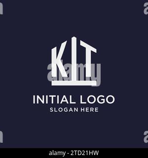Das erste T-Monogramm-Logo mit Design-Ideen in pentagon-Form Stock Vektor