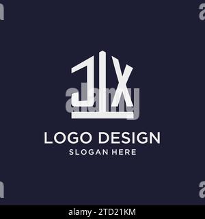 JX Initial Monogramm-Logo-Design mit Design-Ideen in pentagon-Form Stock Vektor