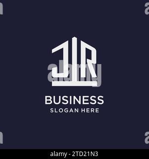 JR Initial Monogramm-Logo-Design mit Design-Ideen in pentagon-Form Stock Vektor