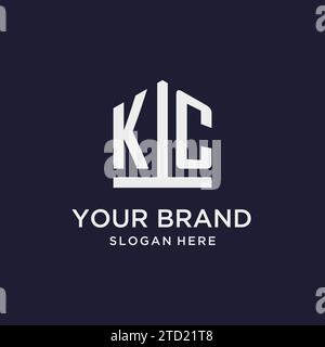 KC Initial Monogramm-Logo-Design mit Design-Ideen in pentagon-Form Stock Vektor