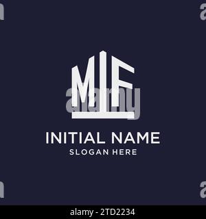 MF Initial Monogramm-Logo-Design mit Design-Ideen in pentagon-Form Stock Vektor