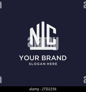 NC Initial Monogramm-Logo-Design mit Design-Ideen in pentagon-Form Stock Vektor