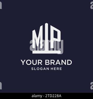 MP Initial Monogramm-Logo mit Design-Ideen in pentagon-Form Stock Vektor