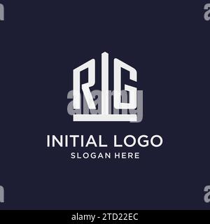 RG Initial Monogramm-Logo-Design mit Design-Ideen in pentagon-Form Stock Vektor