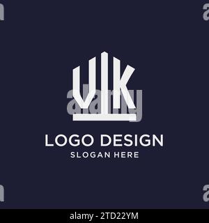 VK Initial Monogramm-Logo-Design mit Design-Ideen in pentagon-Form Stock Vektor