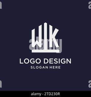 WK Initial Monogramm-Logo-Design mit Design-Ideen in pentagon-Form Stock Vektor