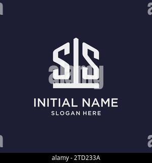 SS-Initial-Monogramm-Logo mit Design-Ideen in pentagon-Form Stock Vektor