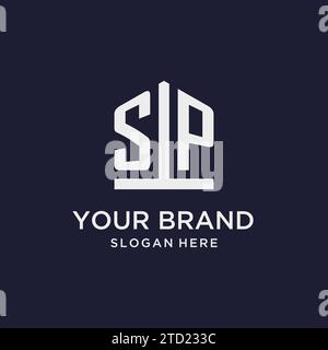 SP Initial Monogramm-Logo-Design mit Design-Ideen in pentagon-Form Stock Vektor