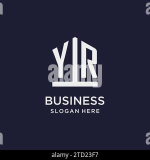 YR Initial Monogramm-Logo-Design mit Design-Ideen in pentagon-Form Stock Vektor