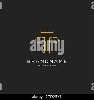 JN Initial mit Monoline-Säule-Logo-Stil, luxuriöses Monogramm-Logo-Design für legale Kanzleivektorgrafik Stock Vektor