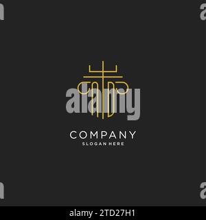 ND Initial mit Monoline-Säulen-Logo, luxuriöses Monogramm-Logo-Design für Vektorgrafik von Anwaltskanzleien Stock Vektor