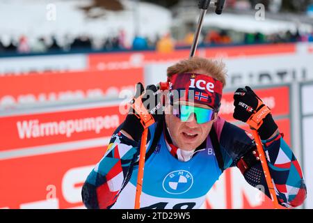 Johannes Dale-Skjevdal (Norwegen) beim IBU Biathlon Weltcup Sprint Herren Lenzerheide 2023 Stockfoto