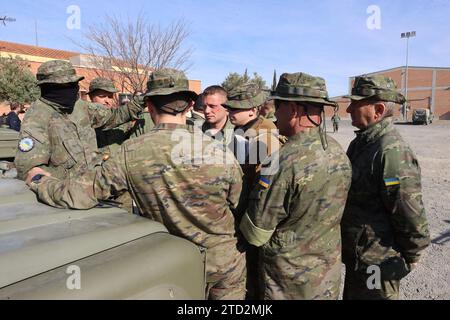 Saragossa, 13.03.2023. San Gregorio Training Center. Medienvortrag über die Ausbildung ukrainischer Soldaten im Einsatz von Kampfpanzern Leopard 2A4. Foto: Jaime García. ARCHDC. Quelle: Album / Archivo ABC / Jaime García Stockfoto